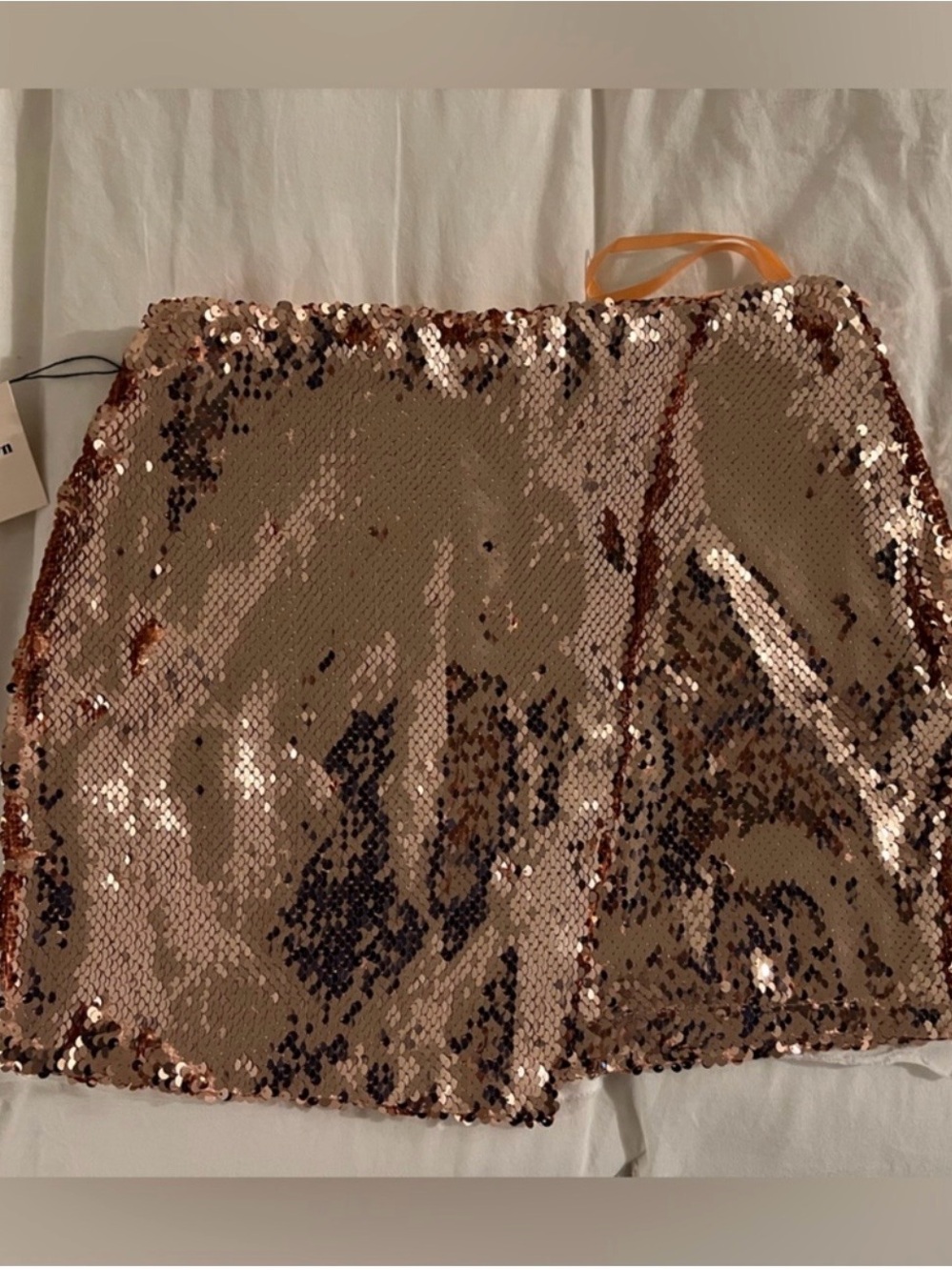 superdown Rose Gold Sequin Mini Skirt
